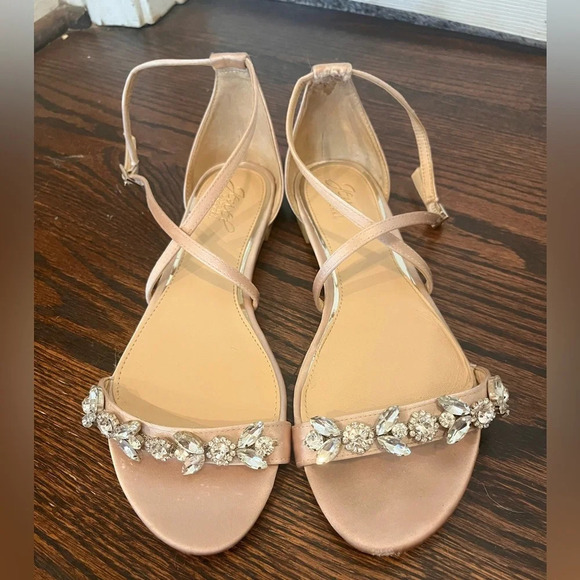 Badgley Mischka Jewled Sandals Size 8 Rose/Cream - Picture 1 of 7